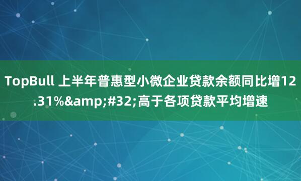 TopBull 上半年普惠型小微企业贷款余额同比增12.31% 高于各项贷款平均增速